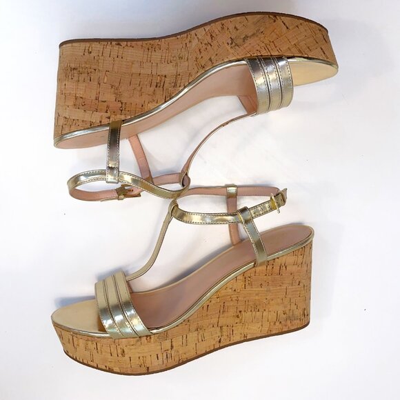 New without box: Kate Spade Tallin Gold Cork Wedge Sandal, Size 11 - Picture 4 of 9